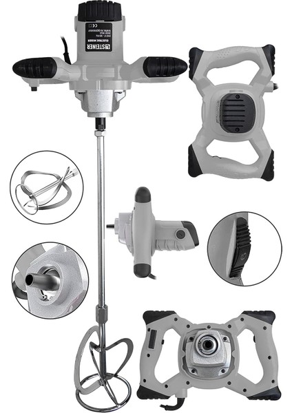 Alman 2800 Watt Bakır Sargı 6 Kademeli Alçı Boya ve Harç Karıştırıcı Mikser Gri fiyatları