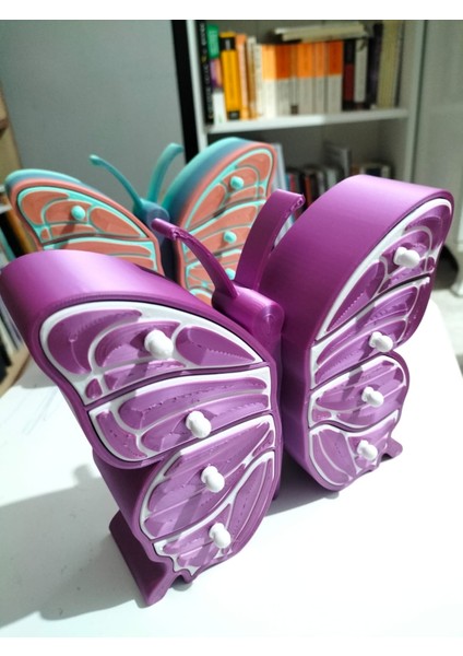 🦋 Kelebek Şeklinde 8 Çekmeceli Takı ve Mücevher Kutusu