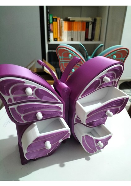 🦋 Kelebek Şeklinde 8 Çekmeceli Takı ve Mücevher Kutusu modelleri