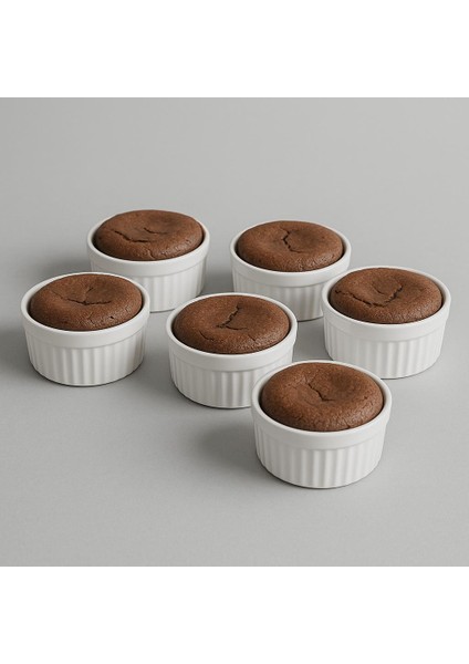 Seramık 6 Lı Beyaz Sufle Kek Kabı