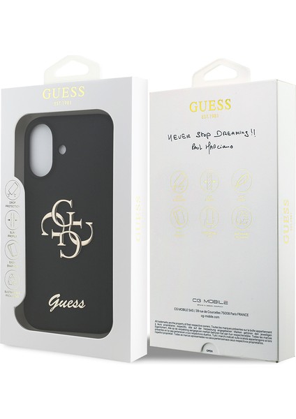 iPhone 17 Uyumlu Kılıf Guess Orjinal Lisanslı Grained Yazı Logolu Kapak Siyah