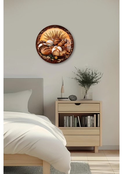 3D Görünümlü Temperli Cam Tablo – Ekmek ve Buğday Temalı Duvar Süsü Uv Baskı 33X33 CM-CDS089 fırsatları