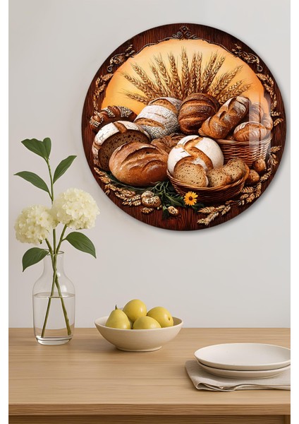3D Görünümlü Temperli Cam Tablo – Ekmek ve Buğday Temalı Duvar Süsü Uv Baskı 33X33 CM-CDS089 indirimleri