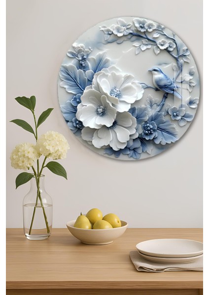 3D Görünümlü Temperli Cam Tablo – Çiçek ve Kuş Desenli Duvar Süsü Uv Baskı 33X33 CM-CDS051 indirimleri