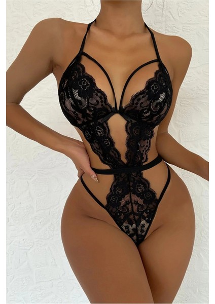 Şık Siyah Dantelli Babydoll Gecelik BRF1297 fırsatları