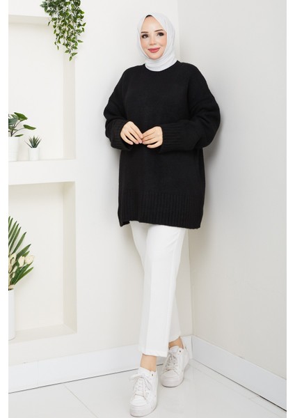 Kadın Bisiklet Yaka Oversize Triko Kazak -PMK485