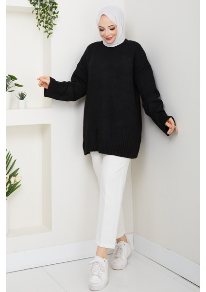 Kadın Bisiklet Yaka Oversize Triko Kazak -PMK485 modelleri