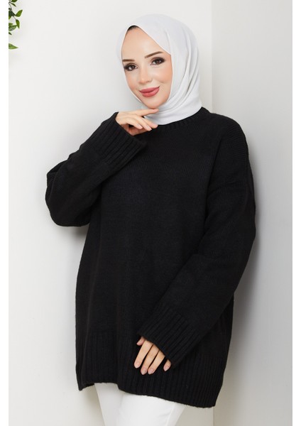 Kadın Bisiklet Yaka Oversize Triko Kazak -PMK485 indirimleri