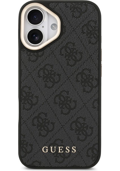 iPhone 17 Uyumlu Kılıf Guess Lisanslı M-Safe Özellikli 4g Metal Büyük Logolu Kartlıklı Kapak Siyah