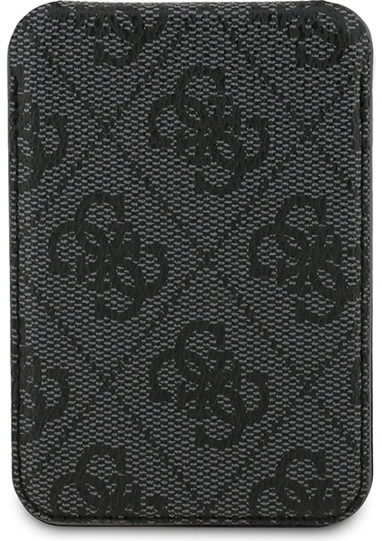 iPhone 17 Uyumlu Kılıf Guess Lisanslı M-Safe Özellikli 4g Metal Büyük Logolu Kartlıklı Kapak Siyah