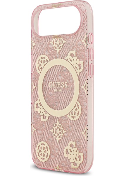 iPhone 17 Air Uyumlu Kılıf Guess Lisanslı M-Safeli Iml Peony ve 4g Desenli Klasik Logolu Kapak Pembe
