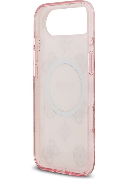 iPhone 17 Air Uyumlu Kılıf Guess Lisanslı M-Safeli Iml Peony ve 4g Desenli Klasik Logolu Kapak Pembe
