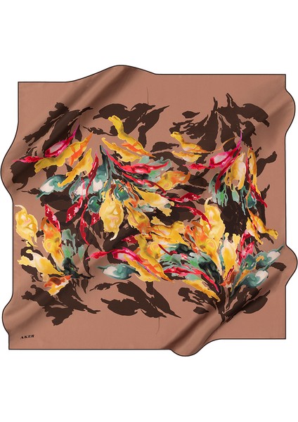 90X90 Aker Ipek Krep Saten Eşarp