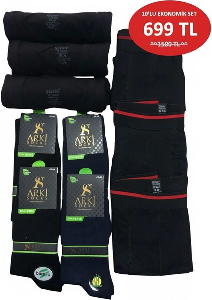 10’lu Süper Konfor Paketi | 3 Pamuklu Atlet, 3 Nefes Alan Boxer, 4 Terletmeyen Bambu Çorap