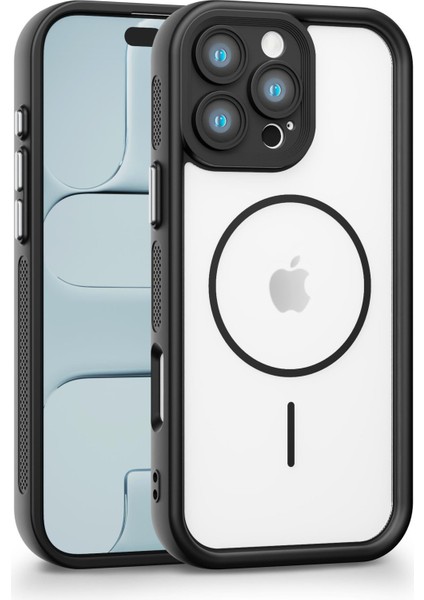 iPhone 16 Pro Max Uyumlu Kamera Korumalı Magsafe Wireless Şarj Özellikli Mat Silikon Siyah Renkli Silikon Telefon Kılıfı