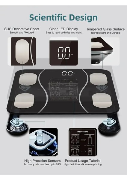 Siyah Akıllı Dijital Baskül FS-550 (5361) fiyatları