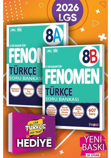 2026 Lgs 8.sınıf Türkçe A ve B Soru Bankası 2li Set (Karekök Cep Test Hediyeli)
