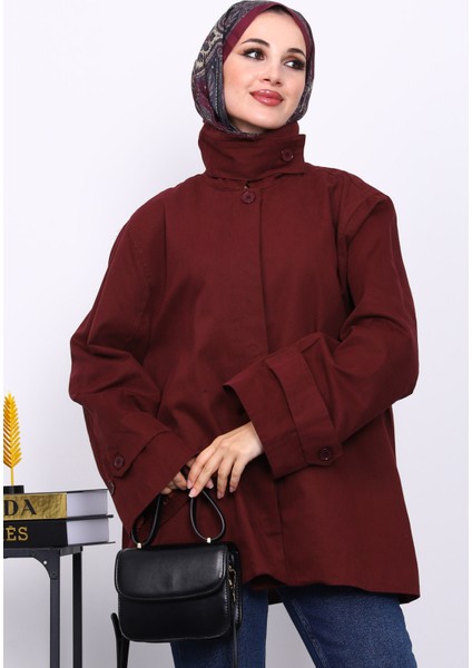 Mürdüm Düğmeli Astarlı Gabardin Ceket modelleri