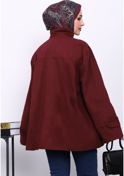 Mürdüm Düğmeli Astarlı Gabardin Ceket fırsatları