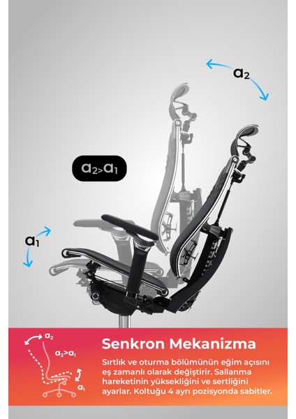 Yoga Ergonomik Koltuk | Bel Destekli, Tekerlekli, Krom Ayaklı, Fileli Yönetici Koltuğu -D5.50.15.13A modelleri