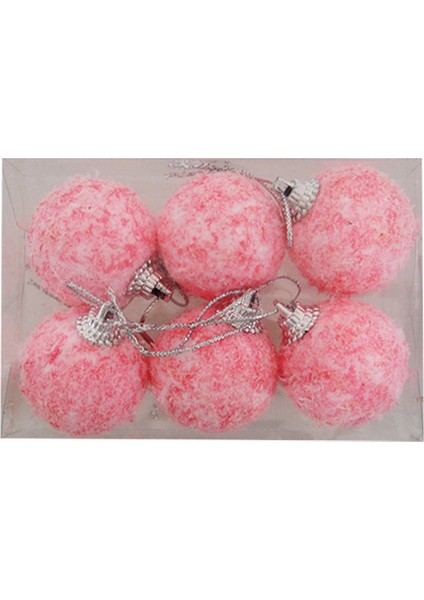 4 cm Ağaç Süsleme Topları 6lı -Pembe-