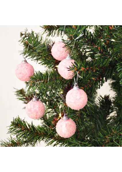 4 cm Ağaç Süsleme Topları 6lı -Pembe- fiyatları