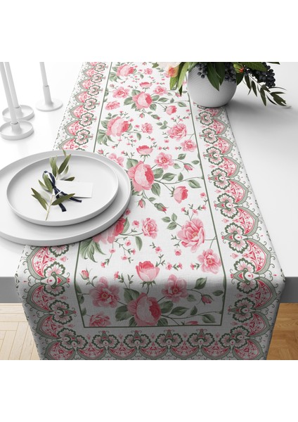 Dijital Baskılı Runner - Çiçek Desenli - 140X40 cm