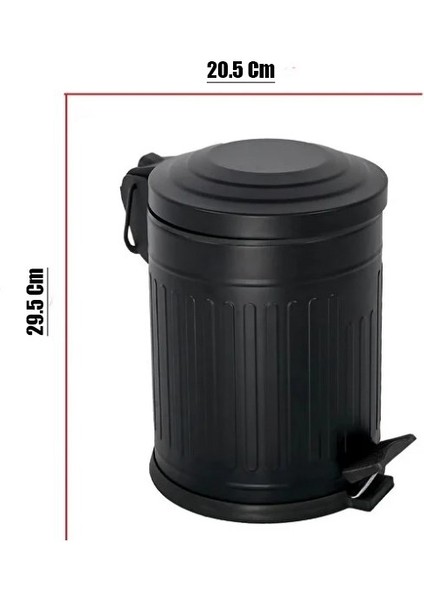 Vintage 5 Lt Yavaş Kapanır Kapaklı Ofis Mutfak Banyo Balkon Çöp Kovası Siyah indirimleri