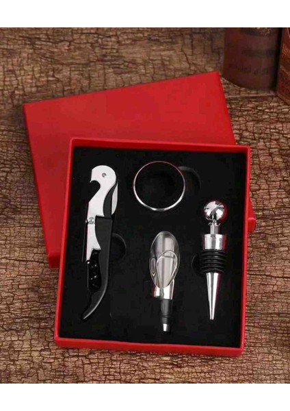 Şarap Mantarı Açma Döküm Seti-Mantar Açacağı-Dökme Ağzı-Tıpa-Folyo Kesici