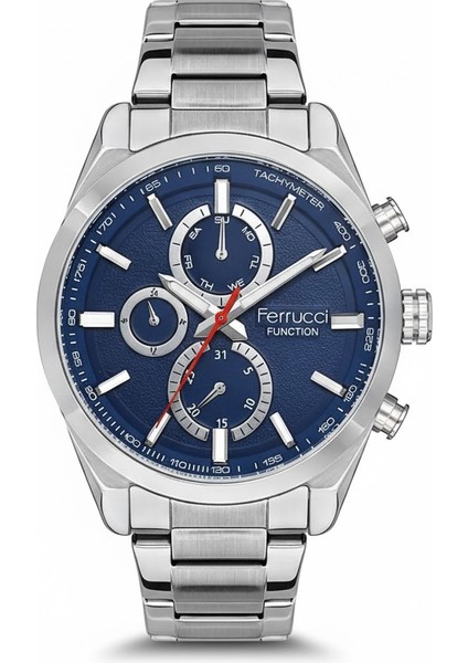 Erkek Kol Saati Gümüş Renk, Takvimli Mavi Kadran - Şık Metal Kordon, 2 Yıl Garantili