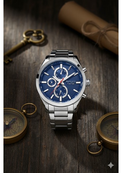 Erkek Kol Saati Gümüş Renk, Takvimli Mavi Kadran - Şık Metal Kordon, 2 Yıl Garantili fiyatları