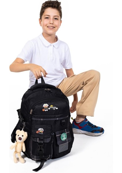 Ortopedik Lüks Kumaş Çok Gözlü Çocuk Ilkokul Sırt Çantası