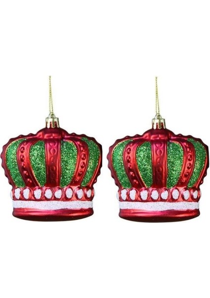 Yılbaşı Süsü Simli Kral Tacı 2'li Kırmızı Yeşil 10 cm fiyatları