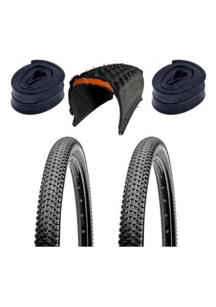 Black Cat 5mm Zırhlı 29X2.10 Zırhlı Dağ Bisikleti Lastiği 2 Adet Dış 2 Adet Iç Ön Arka Lastik Seti