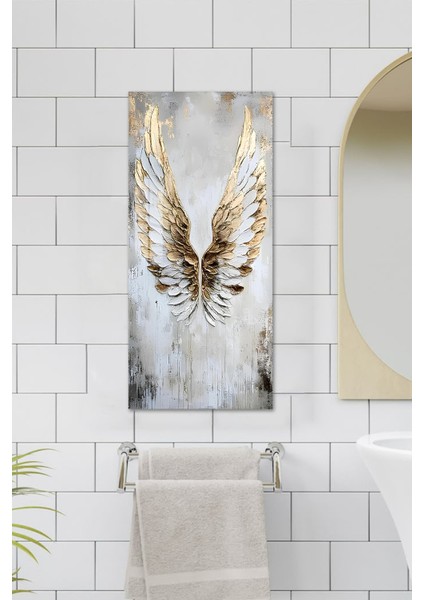 Altın Kanatlar Temalı Temperli Cam Dik Tablo 30X60 cm Ebadında Uv Baskı - DCT024