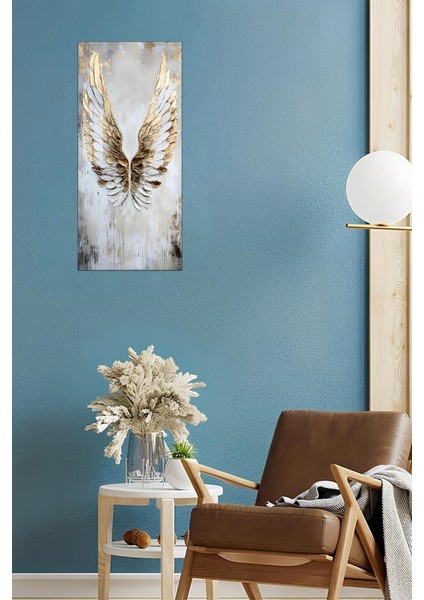 Altın Kanatlar Temalı Temperli Cam Dik Tablo 30X60 cm Ebadında Uv Baskı - DCT024 modelleri