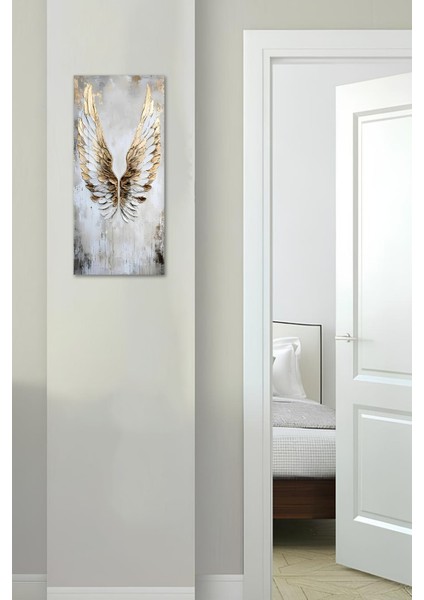 Altın Kanatlar Temalı Temperli Cam Dik Tablo 30X60 cm Ebadında Uv Baskı - DCT024 fırsatları
