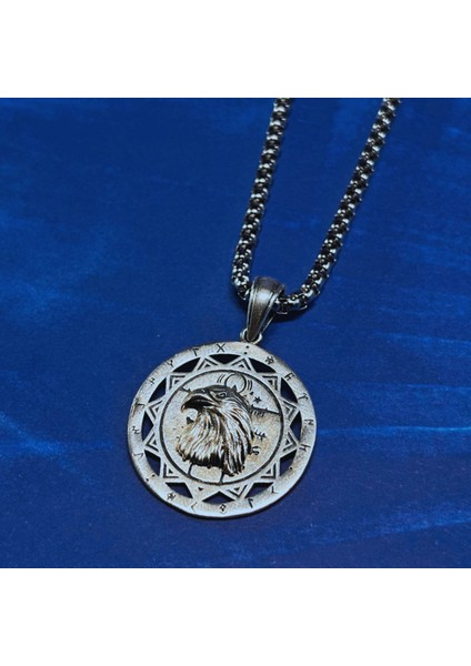 Kartal Figürlü El Işçiliği 925 Ayar Gümüş Erkek Kolye