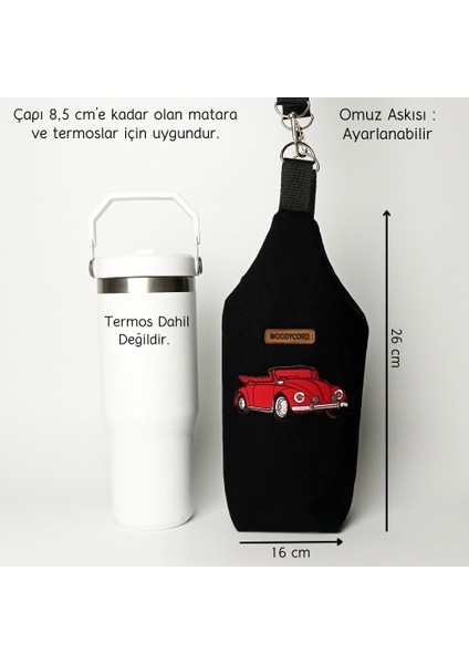 El Yapımı Kırmızı Vosvos Desenli U Model Matara Termos Kılıfı fiyatları