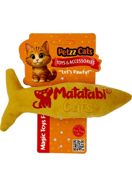 Petzzcats Jr. Fish Matatabi ve Çıngırak Sesli Peluş Kedi Oyuncağı Sarı 17X7 cm