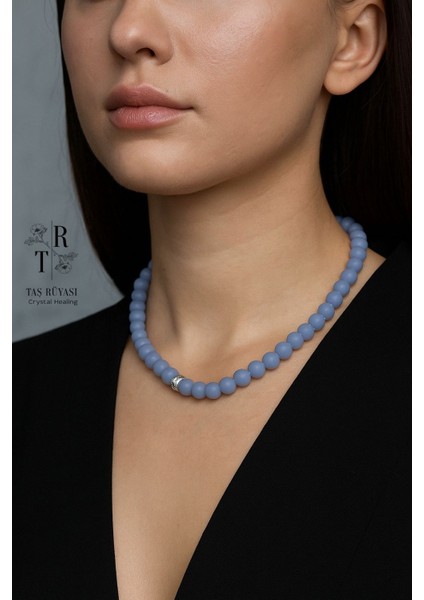 Anjelit Taşı Sezgisel Farkındalık Kolyesi 8 mm