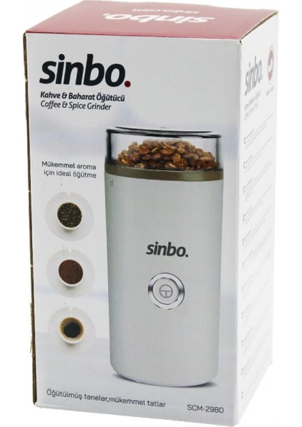 Kahve - Baharat Öğütücü Makine 2 Bıçaklı Çelik Öğütme Haznesi 70GR Öğütme Ac MOTOR=180W SCM-2980 (K95)