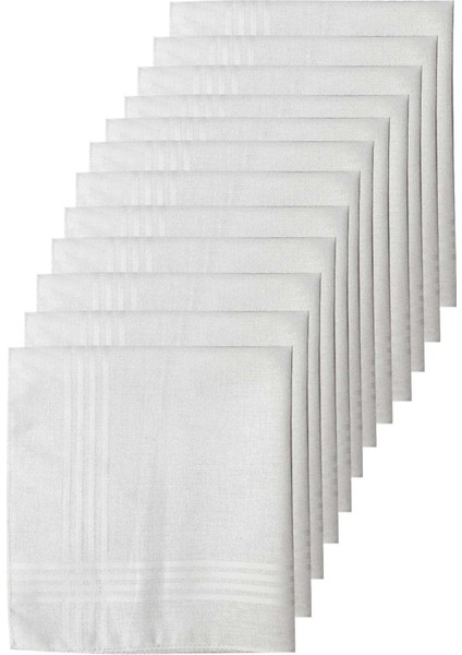 12LI Paket Klasik Cep Hediyelik Bayram Mendili &#37;100 Pamuklu 30X30 cm