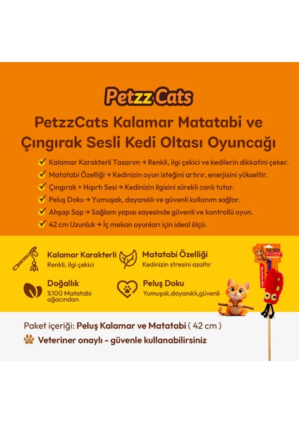 Kalamar Matatabi ve Çıngırak Sesli Kedi Oltası Oyuncağı indirimleri
