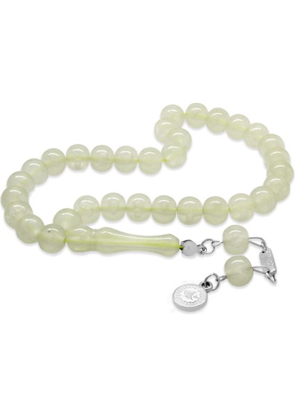 Kararmaz Metal Tuğra Püsküllü Küre Kesim Şeffaf Renk Kedigözü Tesbih