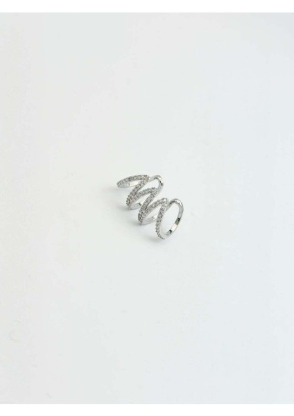 Çelik Zirkon Taş Detaylı Ayarlanabilir Earcuff Küpe