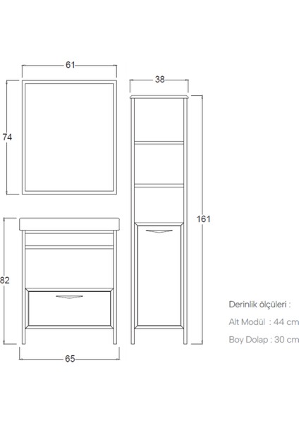 Ordın Banyo Dolabı 65 cm (Boy Dolabı Dahil Değildir.) fırsatları