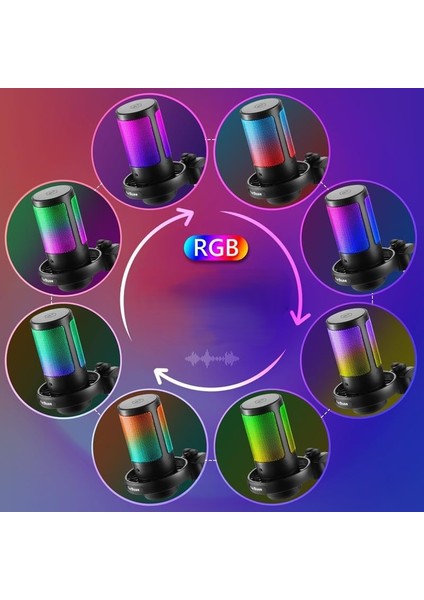 Rgb Işıklı Kondansatör Mikrofon Profesyonel USB Yayın Kayıt Oyun Toplantı Podcast Mikrofonu Ps4/ps5