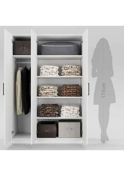 3 Kapaklı Elbise Dolabı 180X120X55CM 03102501