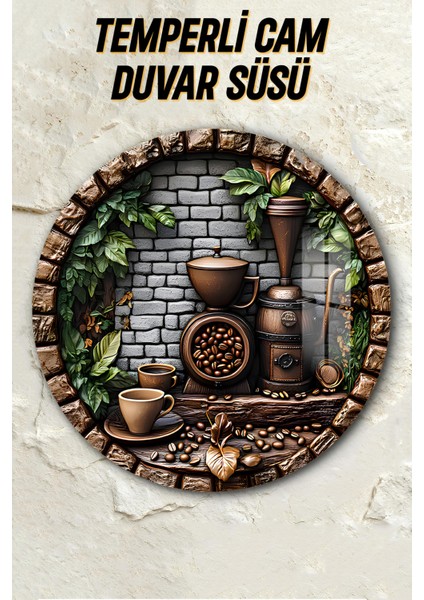 3D Görünümlü Temperli Cam Tablo – Rustik Kahve Köşesi Temalı Duvar Süsü Uv Baskı 33X33 CM-CDS060 fiyatları